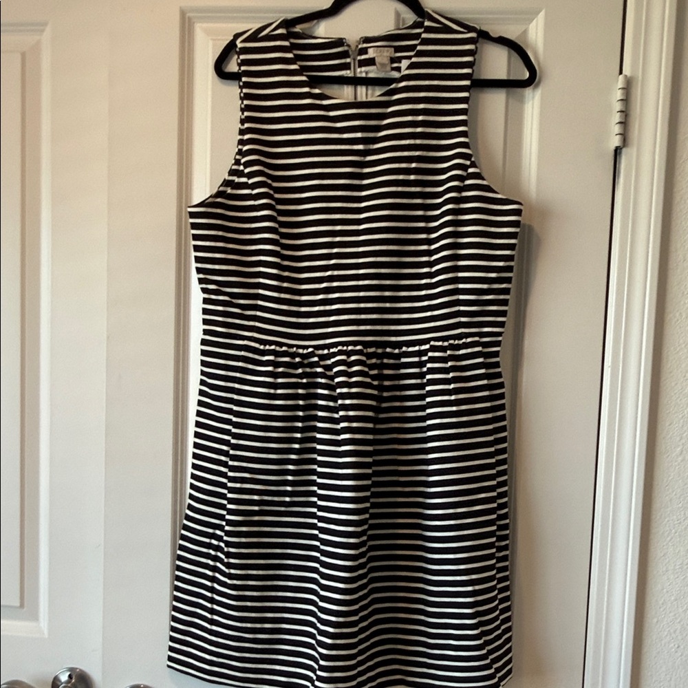 J. Crew Black and White Striped Mini Dress